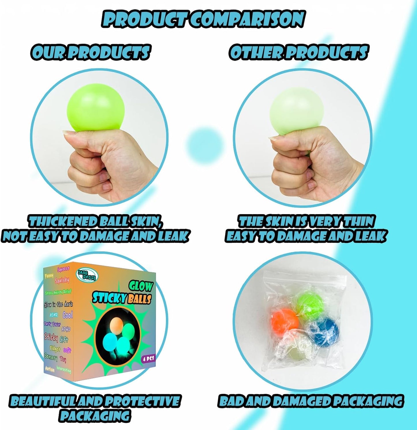 Glow in The Dark Ceiling Balls Luminous Sticky